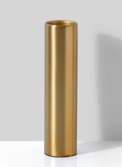 8in Tall Bretagne Matte Gold Steel Cylinder Vase