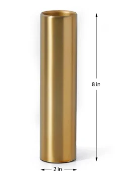 8in Tall Bretagne Matte Gold Steel Cylinder Vase