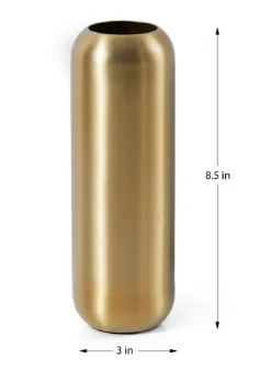 8.5in Tall Bretagne Matte Gold Steel Capsule Vase