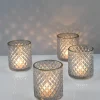 3.5in Tall Brilliant Gold Rim Glass Votive Holder, Set of 4