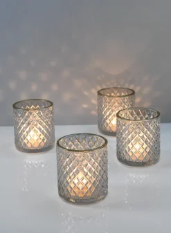 3.5in Tall Brilliant Gold Rim Glass Votive Holder, Set of 4