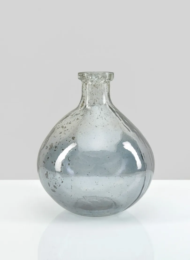 7in Tall Camille Grey Luster Glass Deco Vase