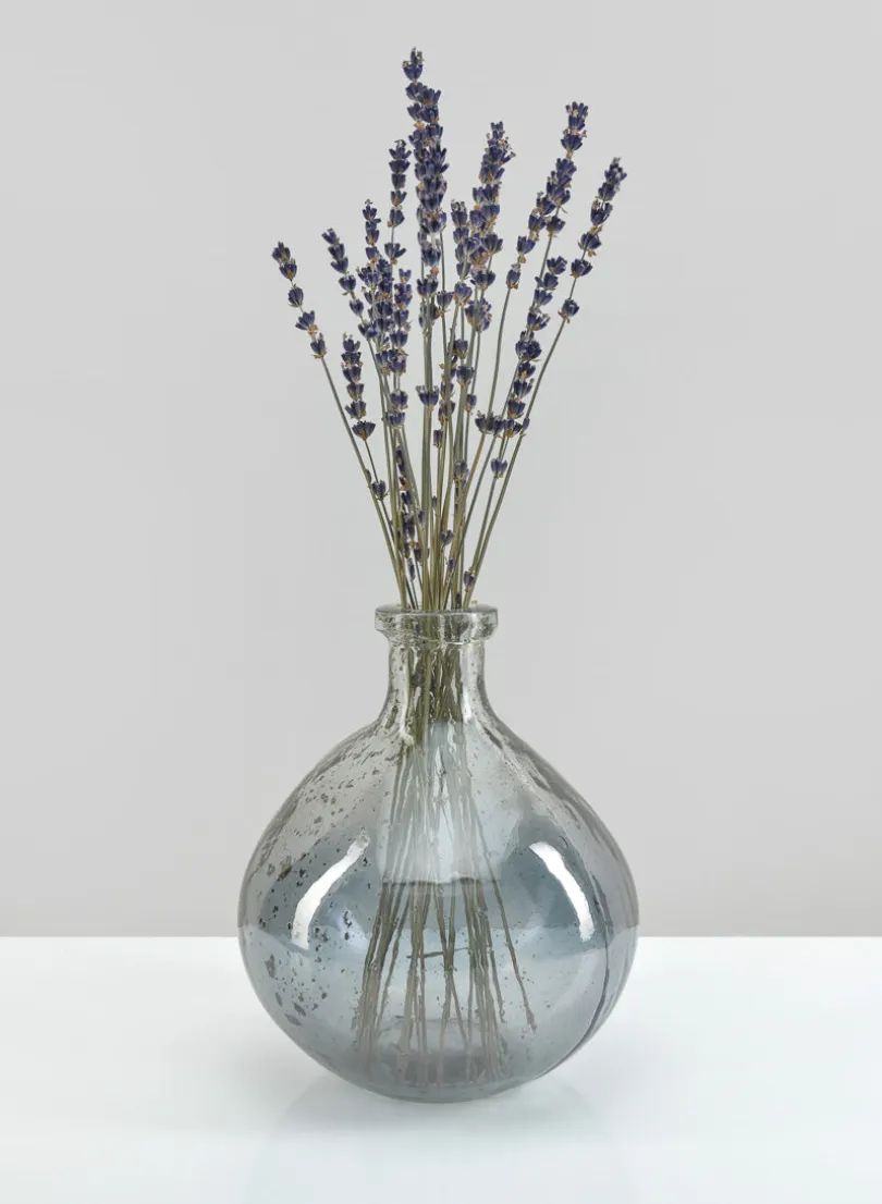 7in Tall Camille Grey Luster Glass Deco Vase