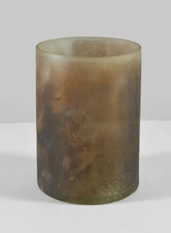 5.5in Tall Campagna Rust Frost Washed Artisan Glass Cylinder