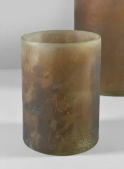 5.5in Tall Campagna Rust Frost Washed Artisan Glass Cylinder