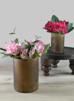 5.5in Tall Campagna Rust Frost Washed Artisan Glass Cylinder