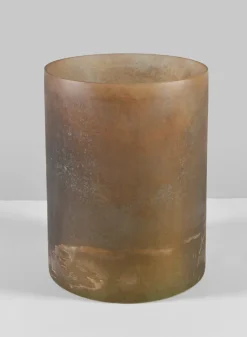 8in Tall Campagna Rust Frost Washed Artisan Glass Cylinder