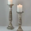 16in Tall Campagna White Washed Pillar Holder