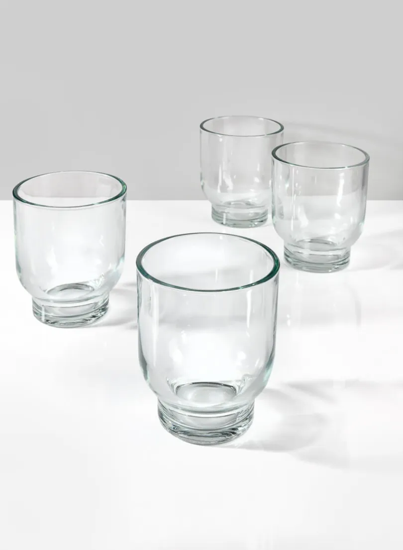 5in Tall Campana Glass Candleholder, Large, Set of 4