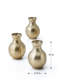 4.5in Tall Chateau Classic Gold Aluminum Bud Vase, Set of 4