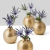 3.5in Tall Chateau Gold Ball Bud Aluminum Vase, Set of 4