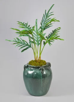 16in Tall Clay & Ceramic Jar Urn, Bali Jade