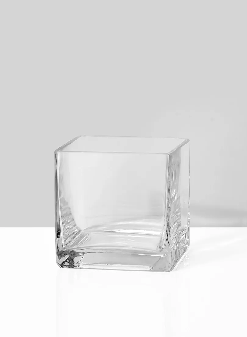 4in Tall Clear Glass Cube Vase