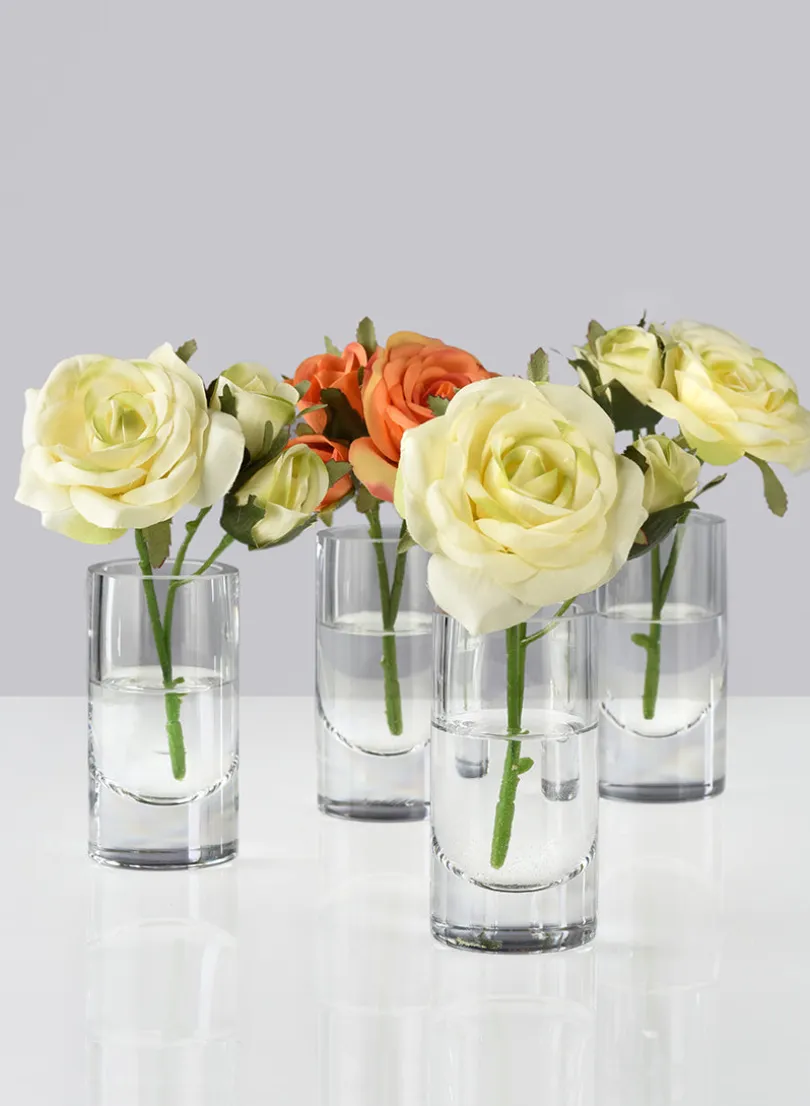 4in Tall Clear Glass Cylinder, Set of 4