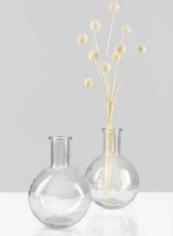 7in Tall Clear Glass Deco Vase, Set of 2