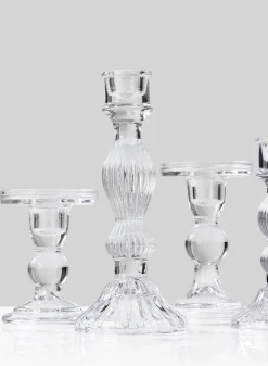 5.5in Tall Clear Glass Pillar Holder, Set of 6