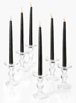 5.5in Tall Clear Glass Pillar Holder, Set of 6