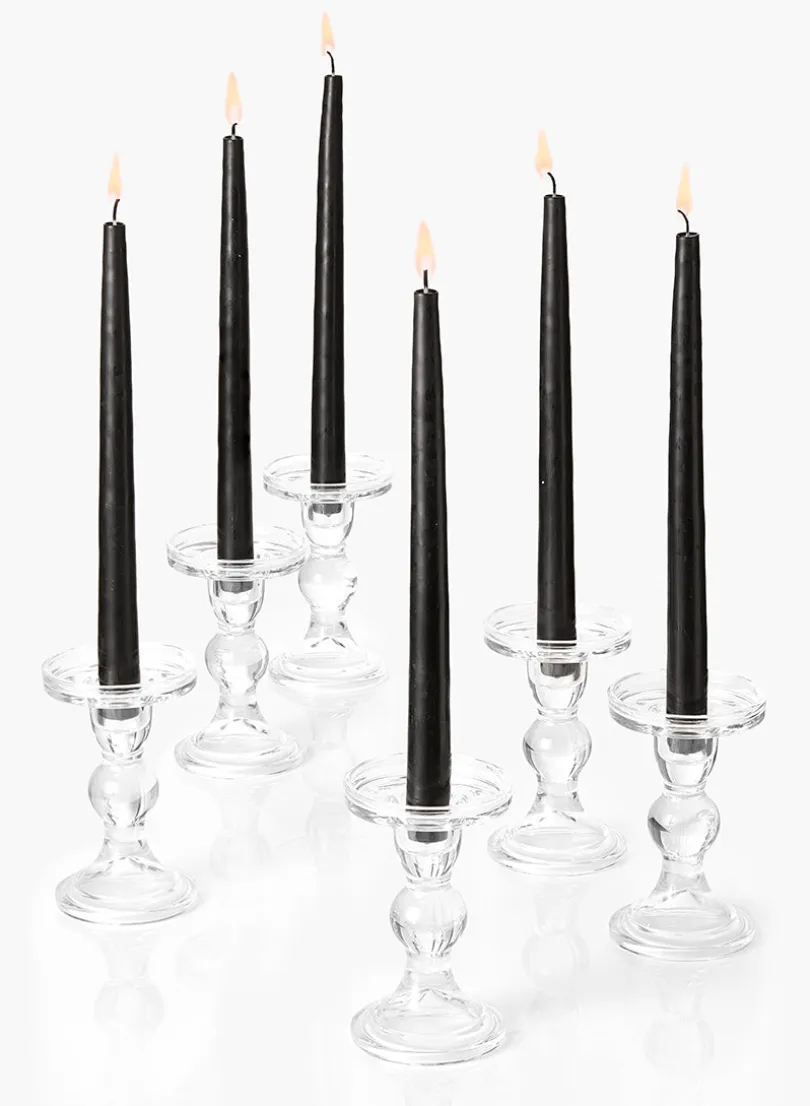 5.5in Tall Clear Glass Pillar Holder, Set of 6