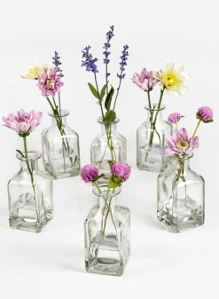 4.5in Tall Clear Glass Square Bottle Bud Vase