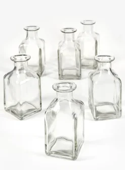 4.5in Tall Clear Glass Square Bottle Bud Vase