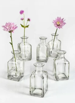 4.5in Tall Clear Glass Square Bottle Bud Vase