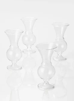 5in Tall Clear Glass Trumpet Bud Vase, Set of 4