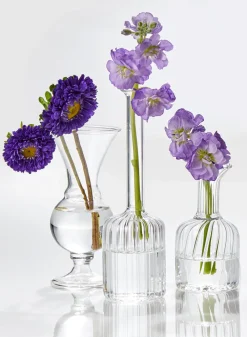 5in Tall Clear Glass Trumpet Bud Vase, Set of 4