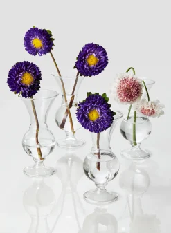 5in Tall Clear Glass Trumpet Bud Vase, Set of 4