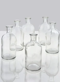 5.25in Tall Clear Medicine Bottle Bud Glass Vase, Set of 6