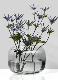 5.5in Tall Cool Grey Glass Square Fishbowl Vase