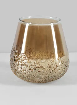 5in Tall Copitas Artisan Speckled Amber Luster Glass Holder