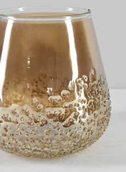 5in Tall Copitas Artisan Speckled Amber Luster Glass Holder