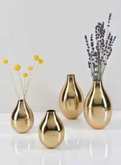 4in Tall Cordoba Gold Metal Bud Vase, Set of 4