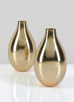 6in Tall Cordoba Gold Metal Vase, Set of 2