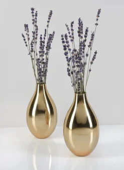 6in Tall Cordoba Gold Metal Vase, Set of 2