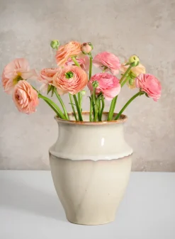 8in Tall Cream Evora Ceramic Vase