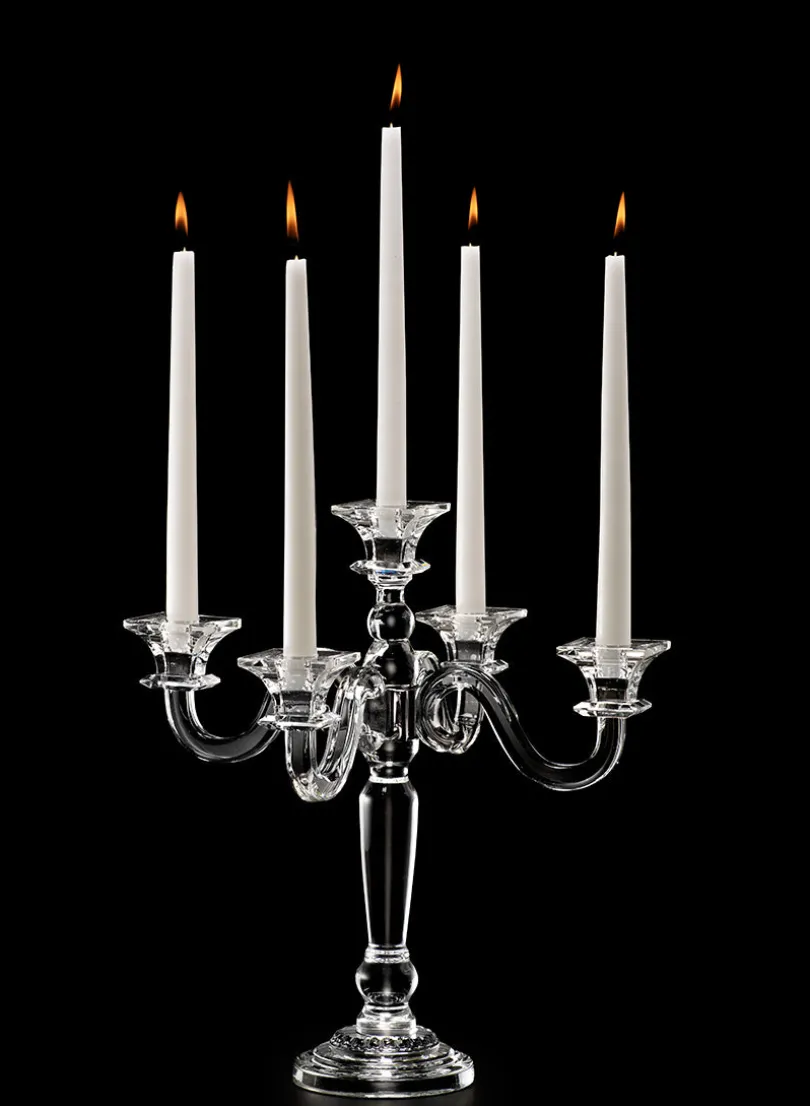 15in Tall Crystal Square Cup Candelabra