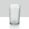 4 1/2in Tall Cut Glass Squares Votive Holder, Set of 6