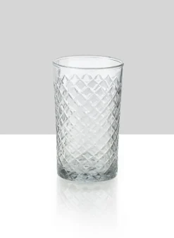4 1/2in Tall Cut Glass Squares Votive Holder, Set of 6