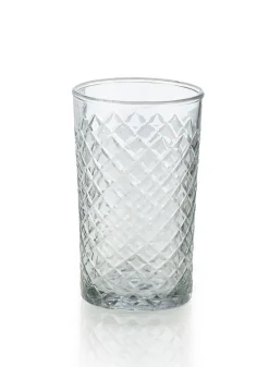 4 1/2in Tall Cut Glass Squares Votive Holder, Set of 6