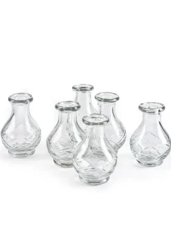 3.75in Tall Cut Work Clear Glass Bottle Vase, Set of 6