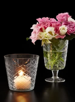 5in Tall Diamond Cut Glass Pedestal Vase