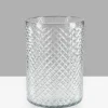 9in Tall Diamond Cut Glass Round Vase