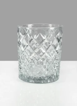 4.75in Tall Diamond Cut Glass Round Vase