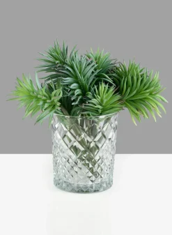 4.75in Tall Diamond Cut Glass Round Vase