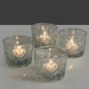 2.5in Tall Diamond Cut Glass Votive Holder, Set of 4