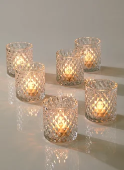 3.5in Tall Diamond Glass Votive Holder