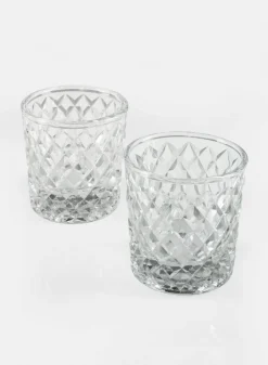 3.25in Tall Diamond Glass Votive, Set of 2