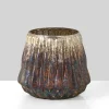 4.25in Tall Diamond Rust & Silver Glass Vase