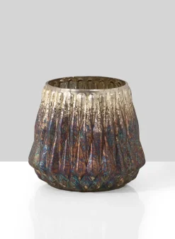 4.25in Tall Diamond Rust & Silver Glass Vase